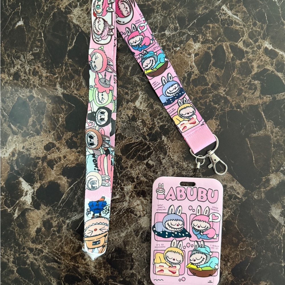 Pink Labubu Lanyard with ID Holder